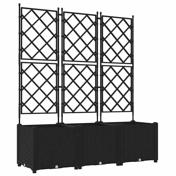 vidaXL Garden Planter 3 pcs Black 120 x 40 x 143 cm Steel