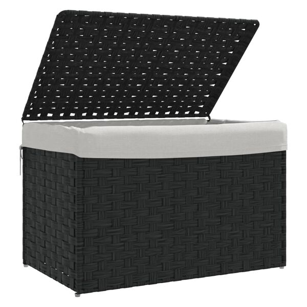 vidaXL Laundry Basket with Lid Black 55.5x35x34 cm Poly Rattan