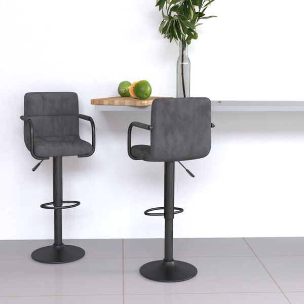 vidaXL Bar Stools 2 pcs Dark Grey Velvet