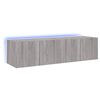 vidaXL TV Wall Cabinets with LED Lights 2 pcs Grey Sonoma 60x35x31 cm