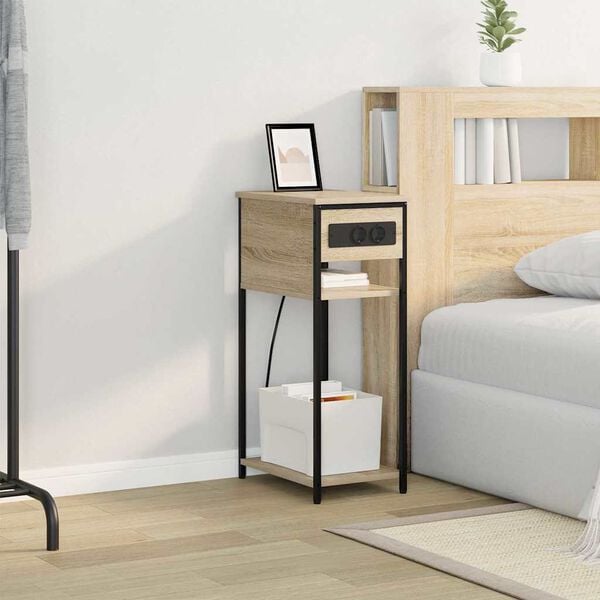 vidaXL Bedside Cabinet Sonoma Oak 41 x 28 x 76 cm Engineered Wood