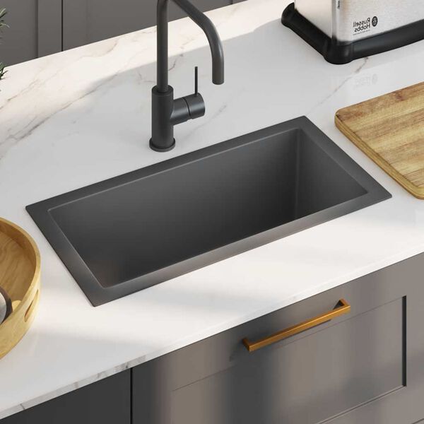 vidaXL Handmade Kitchen Sink Black Stainless Steel