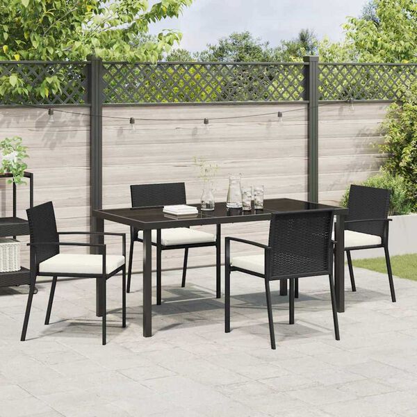 vidaXL Garden Dining Set 5 pcs Black Powder-Coated Steel
