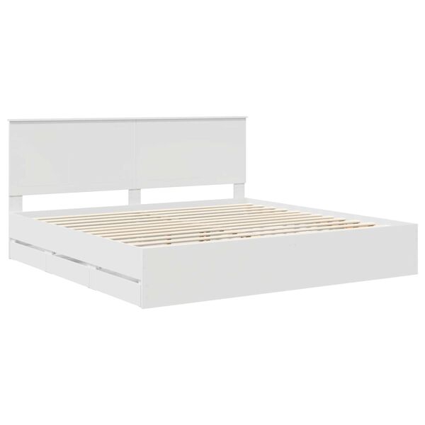 vidaXL Bed Frame with Drawer White 200 x 200 cm Engineer Wood