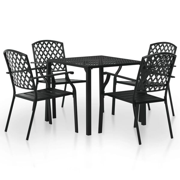 vidaXL 5 Piece Outdoor Dining Set Steel Black