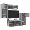 vidaXL 5 Piece TV Wall Units with LED Concrete Grey Engineered Wood