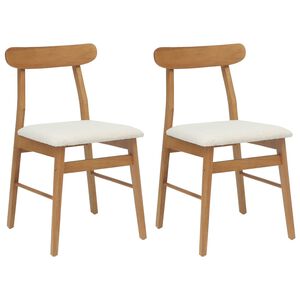 vidaXL Dining Chair 2 pcs Natural and Light Solid Rubber Wood