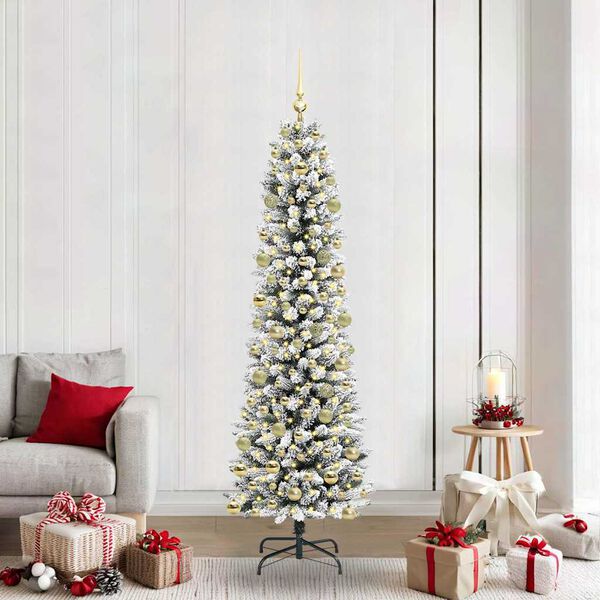 vidaXL Artificial Christmas Tree with 300 LEDs with Stand White 210 cm
