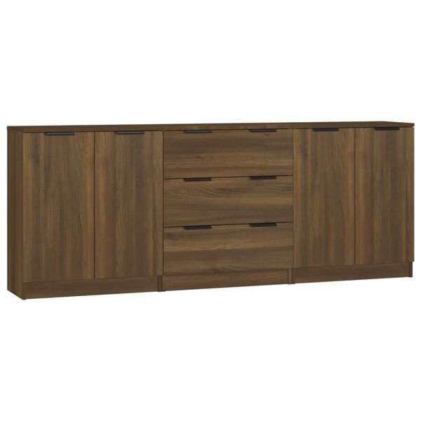 vidaXL 3 Piece Sideboards Brown Oak Engineered Wood