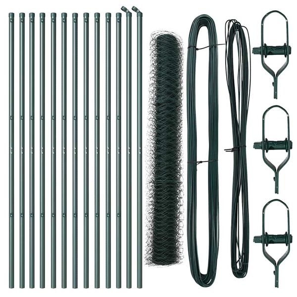 vidaXL Fence Post Green 25 x 1 m (50 mm mesh) Steel