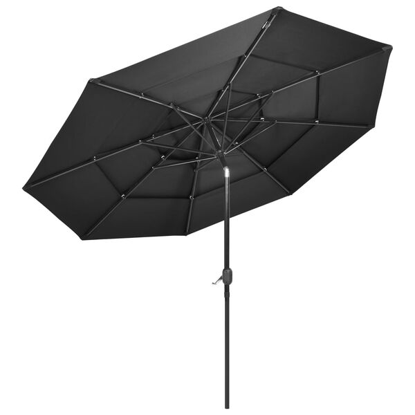vidaXL 3-Tier Garden Parasol with Aluminium Pole Anthracite 3 m