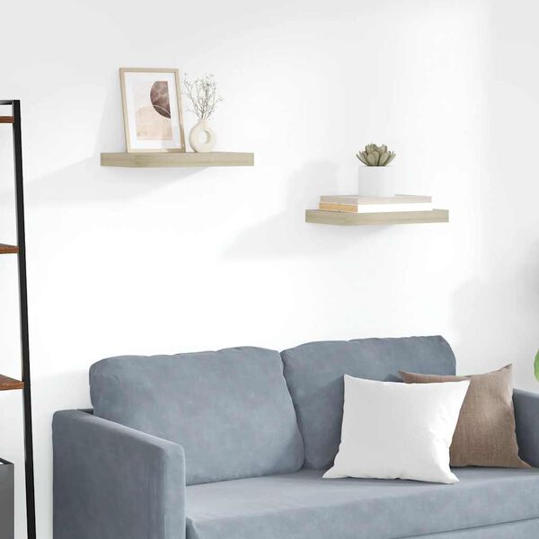 vidaXL Floating Wall Shelves 2 pcs Oak 40x23x3.8 cm MDF