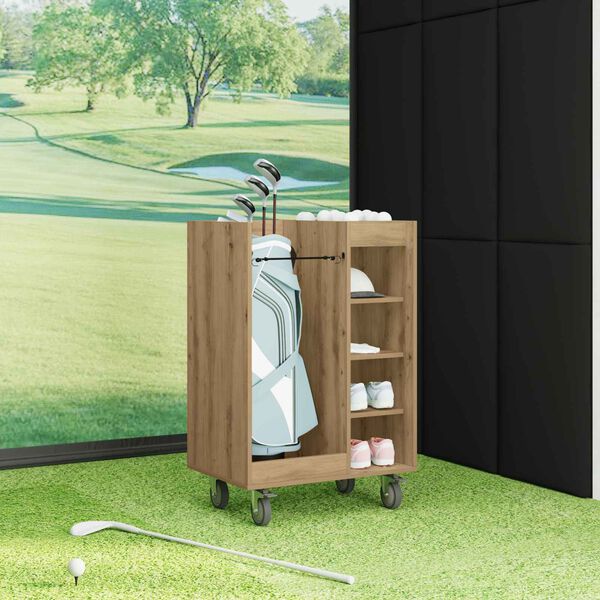 vidaXL Golf Cabinet with Wheel Plain Artisan Oak 65 x 45 x 98 cm