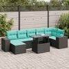 vidaXL 14 Piece Garden Sofa Set with Cushions Black Poly Rattan Acacia