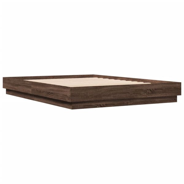 vidaXL Bed Frame without Mattress Brown Oak 140x200 cm