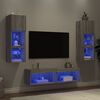 vidaXL 6 Piece TV Wall Units with LED Grey Sonoma Engineered Wood