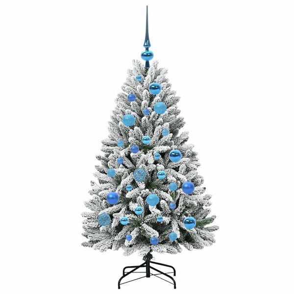 vidaXL Artificial Christmas Tree Green and White 120 cm PVC and Metal