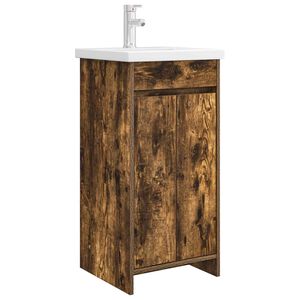 vidaXL Bathroom Vanity with Sink Smoked Oak 42 x 40 x 84.5 cm