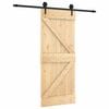 vidaXL Sliding Door Natural and Black 85 x 210 cm Solid Pine Wood