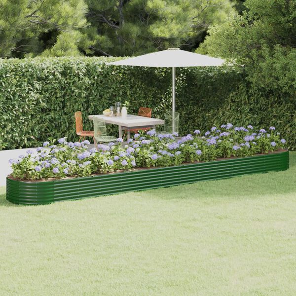 vidaXL Garden Raised Bed Galvanised Steel 544x100x36 cm Green