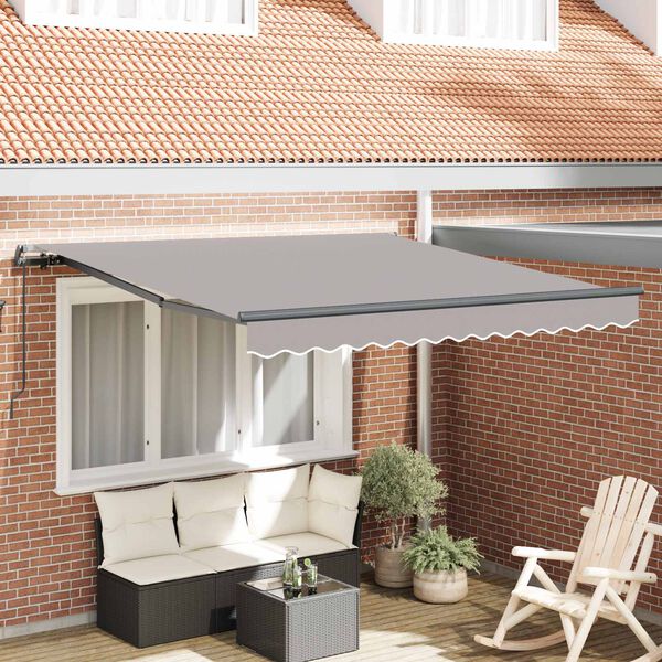 vidaXL Retractable Awning Light Grey 300 x 250 cm Polyester and Steel
