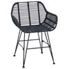 vidaXL Dining Chair 2 pcs Black 55 x 50 x 74 cm Rattan and Iron