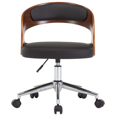 vidaXL Swivel Office Chair Black Bent Wood and Faux Leather