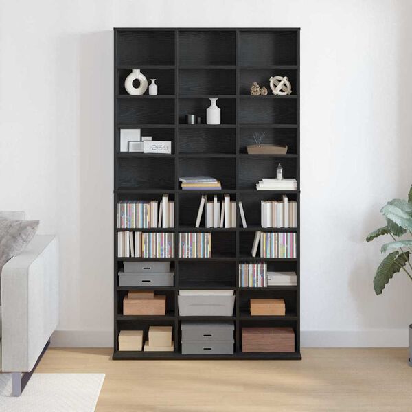 vidaXL CD Cabinet Black Oak 101 x 23 x 177.5 cm Engineered Wood