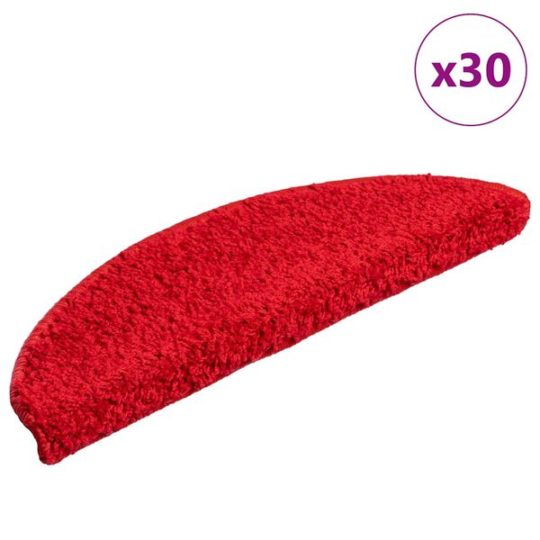 vidaXL Stair Mats 30 pcs 56x17x3 cm Red Half Round