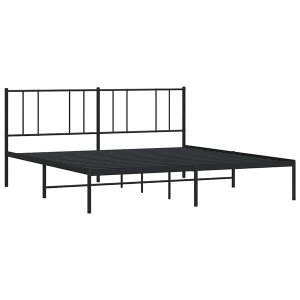 vidaXL Metal Bed Frame without Mattress with Headboard Black 183x213cm