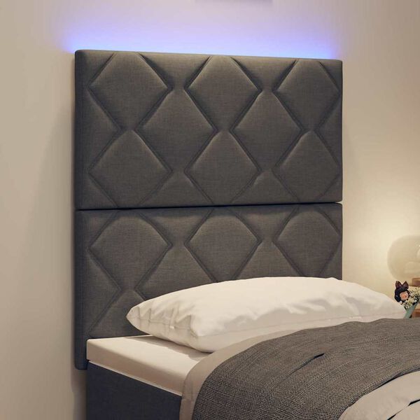 vidaXL Headboard with LED Strip Lights Adjustable Grey 80 cm Fabric