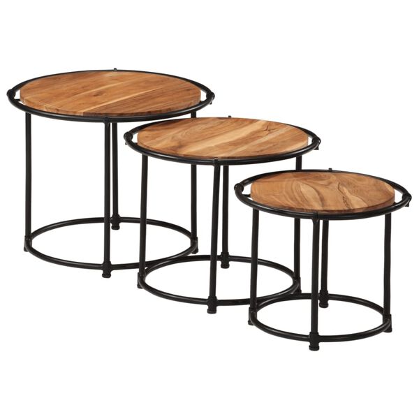 vidaXL Nesting Tables 3 pcs Solid Wood Acacia