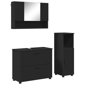 vidaXL Bathroom Furniture Set 3 pcs Black Engineered Wood and Metal