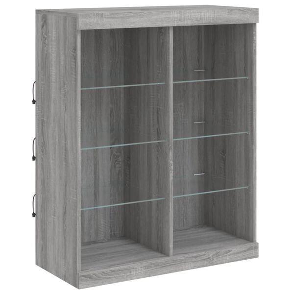 vidaXL Sideboard with LED Lights Grey Sonoma 81x37x100 cm