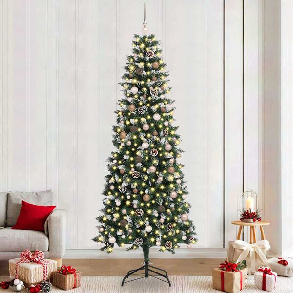 vidaXL Artificial Christmas Tree with 300 LEDs with Stand Green 240 cm