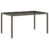 vidaXL Garden Table 150x90x75 cm Tempered Glass and Poly Rattan Grey