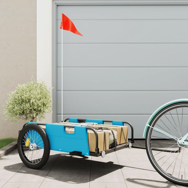 vidaXL Bike Trailer Blue Oxford Fabric and Iron