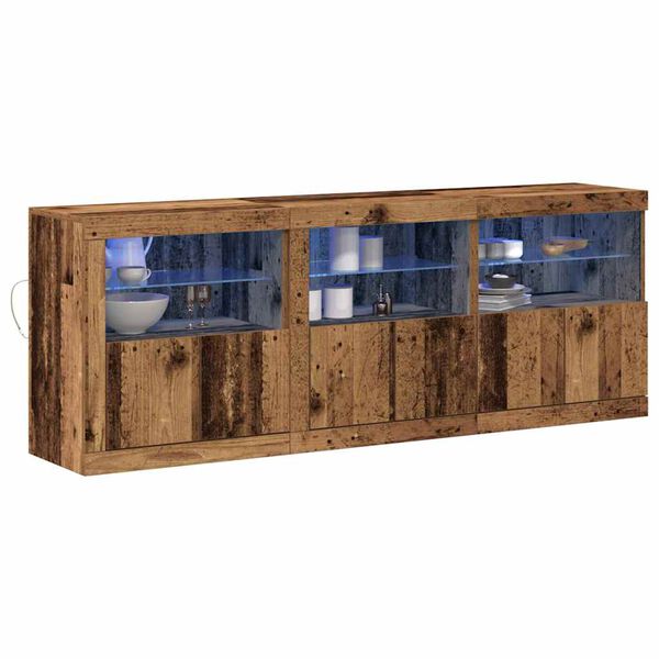 vidaXL LED Sideboard Old Wood 181 x 37 x 67 cm Engineered Wood