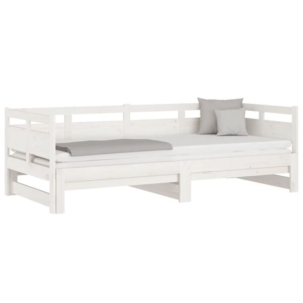 vidaXL Pull-out Day Bed without Mattress White 2x(90x200) cm