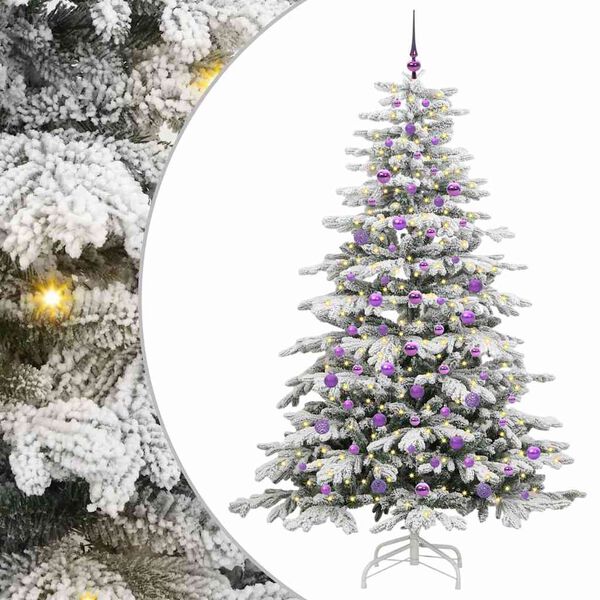 vidaXL Artificial Hinged Christmas Tree White 210 cm PE and PVC