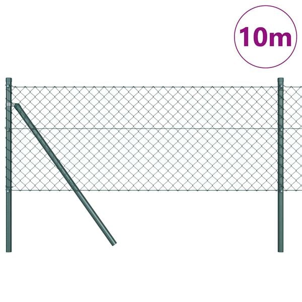 vidaXL Fence Post Green 10 x 0.4 m (40 x 40 mm mesh) Steel and PVC