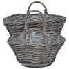 vidaXL Planter Basket with Storage 2 pcs Grey Lacak Rattan