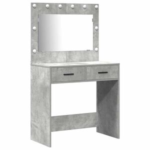 vidaXL Dressing Table with Mirror Lights 2 pcs Grey Engineered Wood