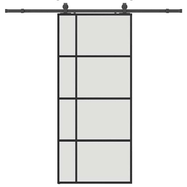 vidaXL Sliding Door with Hardware Set Black 90x205 cm ESG Glass