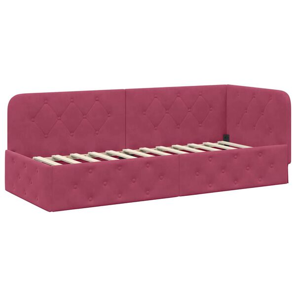 vidaXL Corner Bed Frame with Headboard Wine Red 80 x 200 cm Velvet