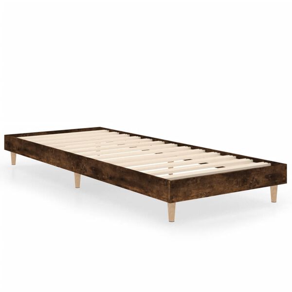 vidaXL Bed Frame without Mattress Smoked Oak 75x190 cm Small Single Engineered Wood
