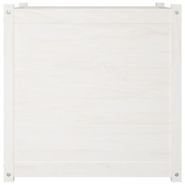 vidaXL Garden Planter White 70x70x70 cm Solid Pinewood