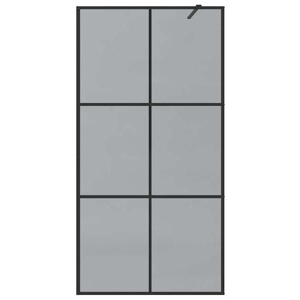 vidaXL Walk-in Shower Wall Black 100 x 195 cm Tempered Glass