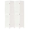 vidaXL Room Divider 4 Panels White Solid Wood Paulownia