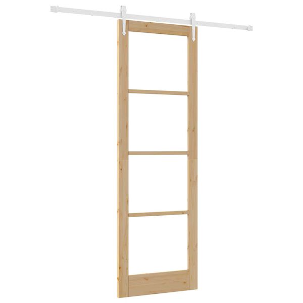 vidaXL Sliding Door Natural 78 x 232 cm Solid Pine Wood and Glass